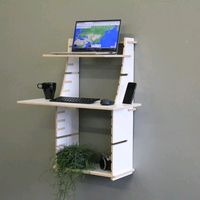 Station de travail de bureau ergonomique réglable en hauteur sans vis Bureau d'ordinateur mural en bois Bureau pour ordinateur portable Table
