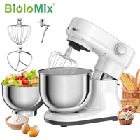 Robot pâtissier silencieux 5,5L+4L à double bol, 1000W, 8 vitesses, avec tête inclinable, mélangeur planétaire, crochet pétrisseur, fouet et batteur, compatible lave-vaisselle