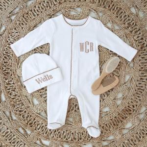 Kaiyue Custom Personalized 2pcs Long Sleeve <strong>Baby</strong> Romper Hat Embroidered Blank Cotton Sleeper for Fall <strong>Winter</strong> Spring <strong>Baby</strong> <strong>Clothes</strong> - Product Image 4