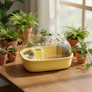 <span class=keywords><strong>Cage</strong></span> à <span class=keywords><strong>hamster</strong></span> portable de grande capacité avec bouteille d'eau, bol à nourriture, visibilité à 360°, transporteur pour animaux de compagnie, cachette et roue à roulettes - Product Image 1