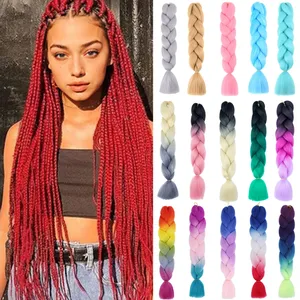 Extensiones de Cabello Sintético para Trenzas Jumbo de 24 Pulgadas, Cabello Afro Ombre para Trenzas de Ganchillo, Venta al por Mayor para Mujeres - Product Image 1