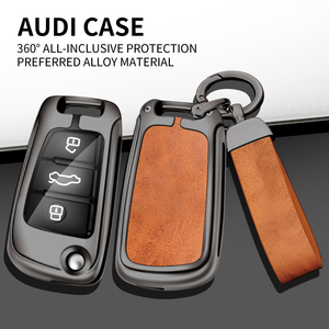 Étui de protection pour <span class=keywords><strong>clé</strong></span> de voiture en alliage de zinc et cuir avec logo pour <span class=keywords><strong>Audi</strong></span> A1 <span class=keywords><strong>A3</strong></span> A4 A5 A6 A7 Q3 Q5 Q7 B6 B7 B8 <span class=keywords><strong>8P</strong></span> 8V 8L C5 C6 TT RS – Accessoires intelligents - Product Image 4