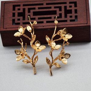 Bridal Hairpins Gold Plated Copper Floral Design For <b>Wedding</b> <b>Accessories</b> - Product Image 3