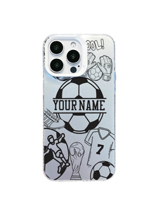 <span class=keywords><strong>Coque</strong></span> de protection antichoc en TPU personnalisable <span class=keywords><strong>avec</strong></span> nom et numéro, motif football doodle, peinture UV, argent réfléchissant pour - Product Image 1