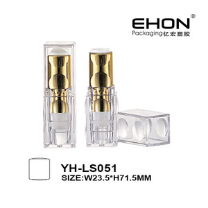 Wholesale <b>Custom</b> Logo Transparent Bright Red Square Plastic <b>Lipstick</b> Tube Bead Decor Luxury Cosmetic Empty <b>Lipstick</b> Packaging - Product Image 2