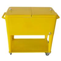 Chariot isotherme roulant personnalisé 73L, glacière métallique avec roues pour garder au frais lors du barbecue