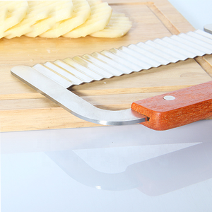 Potato Chip <strong>Crinkle</strong> <strong>Cutting</strong> Tool French Fry Slicer Stainless Steel Blade Wooden Handle Vegetable Salad Chopping <strong>Knife</strong> - Product Image 5
