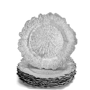 Assiettes de présentation personnalisées écologiques en plastique motif Récif Corallien Argent Or pour Dîner, Mariage, Baby Shower, Anniversaire - Product Image 1