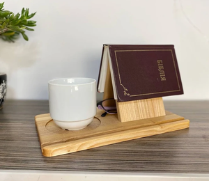Porta Segnalibri in Legno con Sottobicchiere, Regalo per Amanti dei Libri, Organizzatore per Insegnanti, Porta Segnalibri Unico con Tazza da Caffè o Tè - Product Image 4