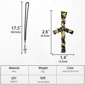 Collar con Cruz Ortodoxa HT, Esmalte con Diseño <span class=keywords><strong>de</strong></span> Vid y Hojas, Colgante <span class=keywords><strong>de</strong></span> Cruz <span class=keywords><strong>de</strong></span> Aleación Metálica, Joyería Religiosa <span class=keywords><strong>de</strong></span> <span class=keywords><strong>Cristo</strong></span>, Regalos - Product Image 2