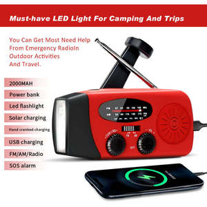 Radio de Emergencia Recargable con Manivela, DAB+, <span class=keywords><strong>FM</strong></span>, AM, SOS, Linterna LED, Solar, USB, IPX5, Impermeable, 2000mAh, para Camping y Senderismo al Aire Libre - Product Image 4