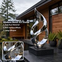 Sculpture moderne en acier inoxydable abstraite de grande taille, traitée anti-corrosion, pour l'art public extérieur et l'aménagement paysager
