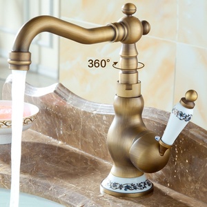 Grifo de Lavabo Moderno de Estilo Antiguo, Grifo Monomando de Cobre Cepillado, Mezclador de Agua para Lavabo de Baño - Product Image 1