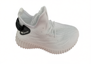 Scarpe Casual Fly Knit da Uomo Bianche con Punta Rotonda, Lacci, Tomaia in Rete Traspirante, Suola in Gomma, Intersuola in EVA per Tutte le Stagioni - Product Image 1
