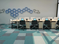 Carrelage de moquette commercial uni carré, nylon, PVC, support en PE, moquette de bureau, carrelage de moquette modulaire