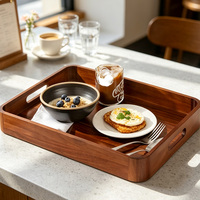 Grand plateau en bambou avec poignées découpées, plateau multi-usages pour le petit-déjeuner, le thé, le café, les collations, usage domestique et en restaurant