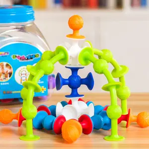 Yeni yumuşak yapı taşları çocuklar DIY Pop enayi komik silikon blok emme modeli inşaat oyuncaklar