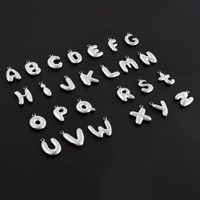 Gold 304 Stainless Steel Initial Pendant Bubble Letter Alphabet Puffy Loose Charms Components for Unisex Men Women Jewelry