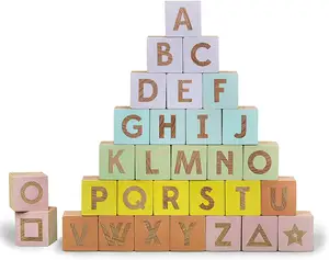 लकड़ी एबीसी ब्लॉक है। Toddlers के लिए खिलौना stacking ब्लॉक सेट, शिशु या पूर्वस्कूली वृद्ध बच्चों. लकड़ी के निर्माण ब्लॉक 30 के टुकड़ा सेट