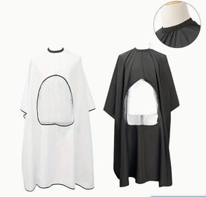 Cape de coiffure de salon personnalisée Cape de barbier avec fenêtre de visualisation transparente <span class=keywords><strong>Tablier</strong></span> de cape de coupe de cheveux imperméable - Product Image 6