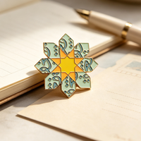 Broche vintage personnalisée à motif géométrique islamique étoile hexagramme, épingles de revers en métal émaillé souple pour décoration vestimentaire et cadeau
