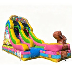 Château gonflable avec toboggan à thème panier de Pâques de 16 pieds, toboggan gonflable à vendre - Product Image 1