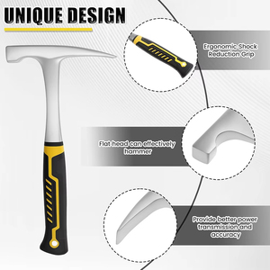 ค้อนสำรวจทางธรณีวิทยาแบบชิ้นเดียว ทำจากเหล็ก สำหรับงานสำรวจทางธรณีวิทยา พร้อมด้ามจับกันลื่น - Product Image 3
