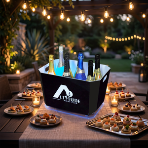 Seau à glace LED rechargeable pour champagne, avec logo personnalisé et couleur lumineuse, refroidisseur de vin lumineux pour bar, mariage, fête, bac à boissons - Product Image 3