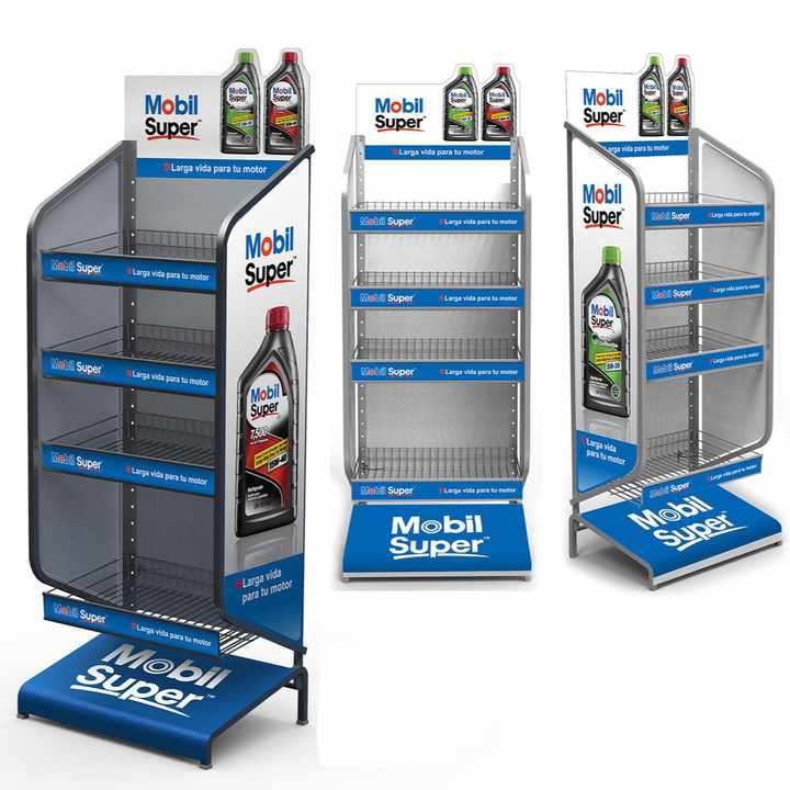 Custom Metal Lithium Car Battery Stand Lubricant Motor Engine Oil Display Rack for Auto Repair Shop