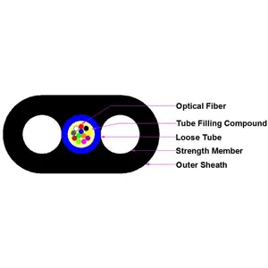 Cabo de gotas de fibra ótica ftth 2 4 6 8 12 núcleos, fibra óptica exterior e interior