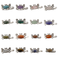 925 argent Sterling mignon crabe ouvert taille anneau pour les femmes délicat cristal pierre anneau bijoux fins été plage fête cadeau