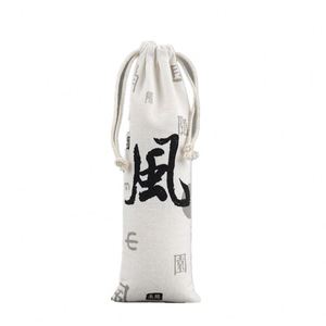 Sac en coton personnalisé à cordon de serrage, grande taille, pour pailles et baguettes - Product Image 1