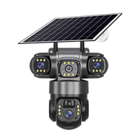 Caméra de sécurité extérieure QL20 à triple vue, haute définition, CMOS, alimentée par énergie solaire, étanche IP66, durable, détection de mouvement, carte SD