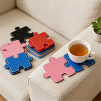 Ensemble de dessous-de-verre amusants en cuir PU, imperméables, pour café, thé, protection de table à la maison ou au bureau, protège-tables pour tasses à café