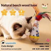 Jouet pour chat en tissu de chanvre, jouet oscillant avec plumes, durable, résistant aux griffures et aux morsures, jouet d'intérieur auto-amusant pour animaux de compagnie