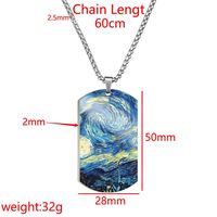 Collier Hip Hop en Acier Inoxydable Imprimé Couleurs Inaltérables, Pendentif Tournesol et Ciel Étoilé Van Gogh, Étanche et Durable, Bijou Tendance