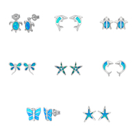 Boucles d'oreilles en argent sterling 925 avec opale de laboratoire, design inspiré de la mer, livraison rapide XYOP Oceanic Opulence, pour la vente en gros