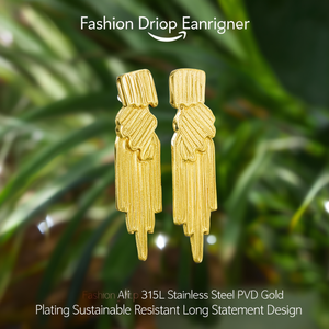 Pendientes de Moda, Acero Inoxidable 316L, Baño de Oro PVD, Diseño Largo y Elegante, Sostenible y Resistente - Product Image 3