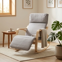 Chaise longue à bascule moderne en bois, hauteur réglable, repose-pieds, revêtement en tissu pour salon, chambre, hôtel