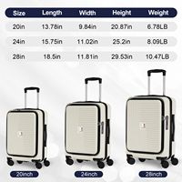 Valise rigide en PC blanc de haute qualité, ouverture frontale, roulettes silencieuses à 360°, avec serrure TSA pour les voyages