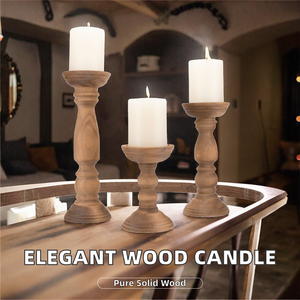 Wholesale Handmade Elegant Wooden Cylindrical <b>Candle</b> <b>Holder</b> Three-piece Set Solid Wood Home Decoration Wedding Banquet Desktop - Product Image 2