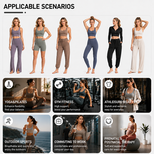 Conjunto de <span class=keywords><strong>Yoga</strong></span> de Verano Personalizado de Alta Elasticidad, Sujetador Deportivo con Efecto Scrunch, Pantalones Acampanados Elásticos de Cintura Alta de Secado Rápido, <span class=keywords><strong>Ropa</strong></span> <span class=keywords><strong>Deportiva</strong></span> para Entrenamiento y Running - Product Image 6