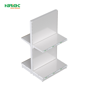 Wood Grain Supermarket <b>Shelf</b> Four Layer Double Sided Retail Display Rack Freestanding Grocery Store Shelving - Product Image 5
