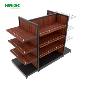 Estante de Exhibición de Doble Cara con Acabado de Madera Moderna de Alta Luminosidad para Supermercados y Tiendas Minoristas - Product Image 1