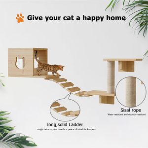 Massivholz Sisal Katze Klettergerüst Säule Kapsel Kratz baum Wand spielzeug Sprung plattform Katzen spielzeug - Product Image 3