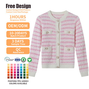 Suéter de Punto Personalizado OEM y ODM, Diseño Jacquard de Manga Larga para Invierno, Cárdigan para Mujer - Product Image 1