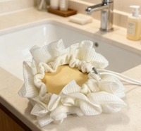 Nouveau modèle LINGLONG : Éponge de bain en plastique pour exfoliation corporelle, savon moussant, filet qui ne sèche jamais, élimination des odeurs