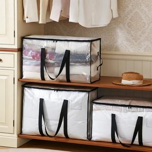Big Volume Waterproof Storage Bag Durable PE Woven Moving Bags with Handles for Clothes Quilts Home and Travel Organizer - Product Image 5