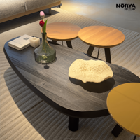 Table basse NORYA moderne en bois massif écologique, table centrale foncée pour salon, mobilier de maison