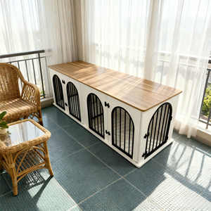 خزانة حيوانات أليفة خشبية بتصميم ريفي وفندقي ذات سعة كبيرة لغرفة المعيشة وغرفة النوم، أثاث منزلي - Product Image 1